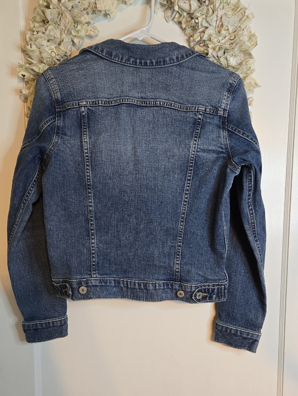 Lucky Brand Distressed Medium Blue Denim Jacket Sz S - Picture 4 of 5
